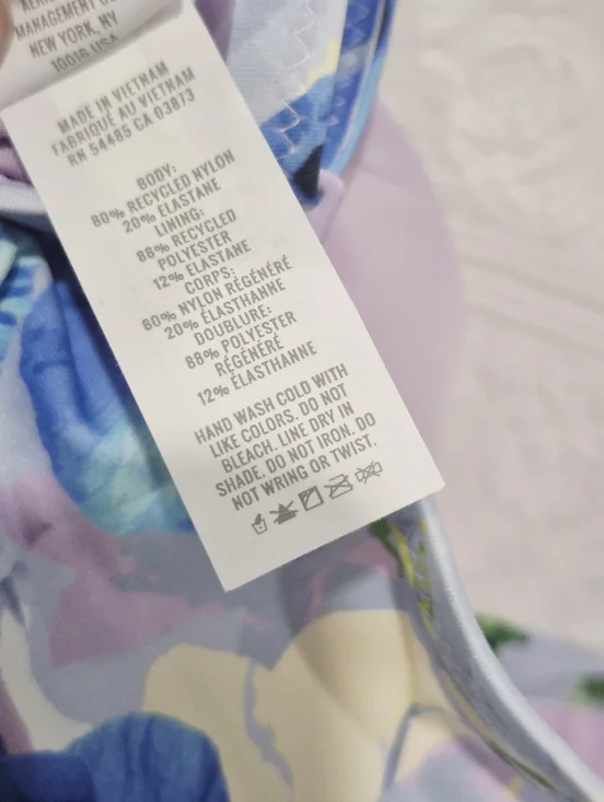 ​Aerie Real Good Floral Longline Bandeau Bikini Top Blue Purple Yellow Large - Picture 5 of 5